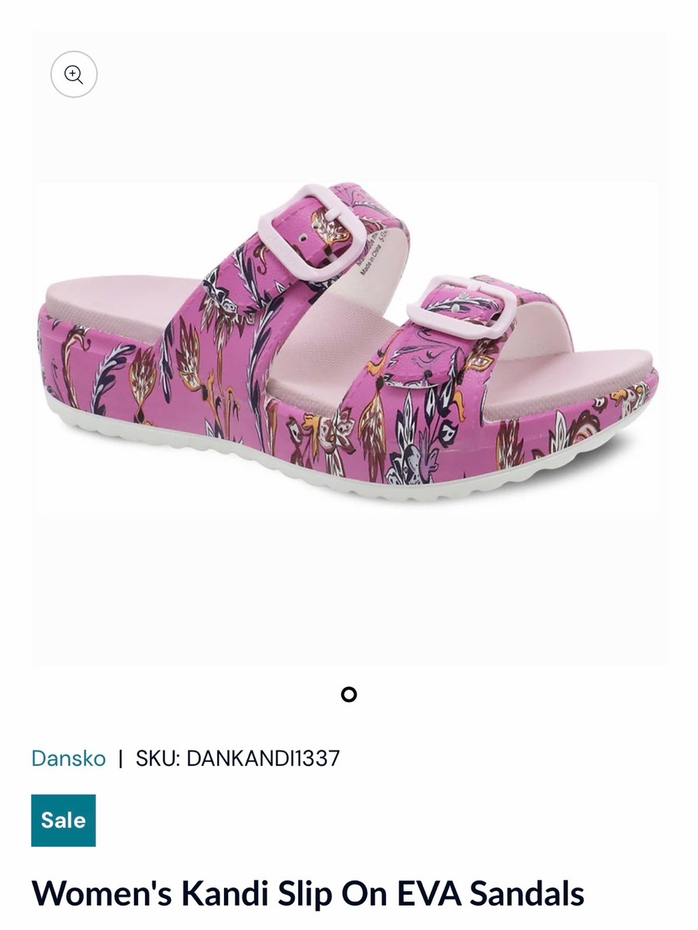 Dansko Kandi Pink Floral Double-Buckle Slide Sandal NWOT